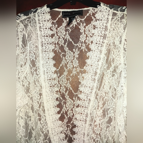 Kimono, White Lace, Beautiful, Sz.2X, Perfect for Weddings, Swimsuit Coverup, - Picture 5 of 9